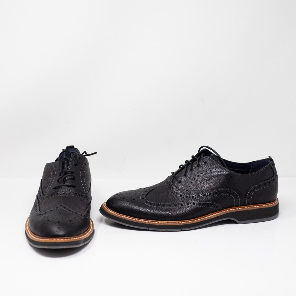 NEW Cole Haan Men's Morris Wng Oxford Black Tumble Genuine Leather Dress Shoes